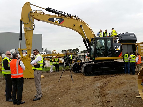 The Caterpillar 336E Hybrid being demoed at Melbourne distributorship William Adams.