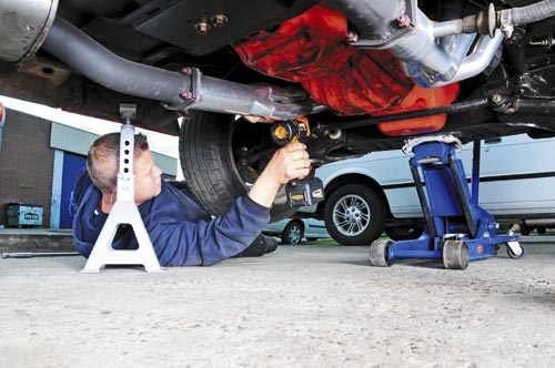 Use an impact wrench or ball joint separators to reduce tugging