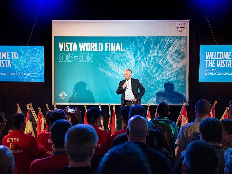 Volvo Trucks president Claes Nilsson welcomes the Vista competitors to Gothenburg.
