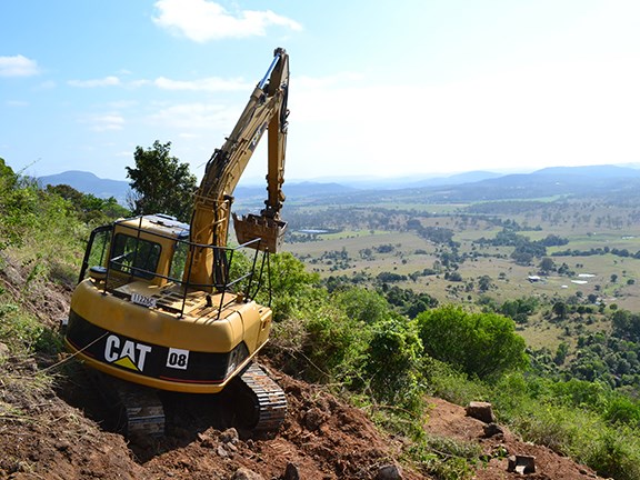 The Caterpillar 311cu excavator on site in Boonah, South East Queensland.