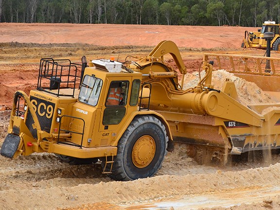 One of Hope Civil’s Caterpillar 637E scrapers.