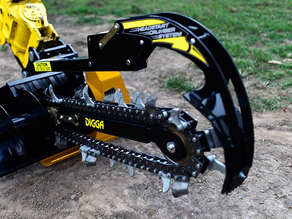 You can start trenching with the heavy-duty crumber in the ground.