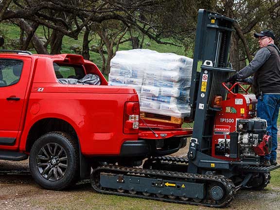 Concrete being loaded onto Holden Colorado ute