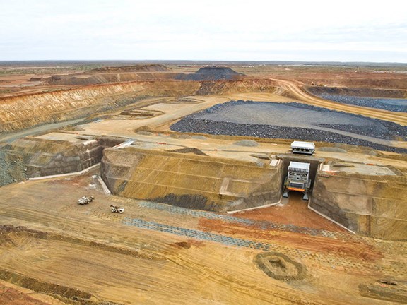 Four in-pit crushers in the Sino Iron mine pit reduce the ore to the size of a house brick.