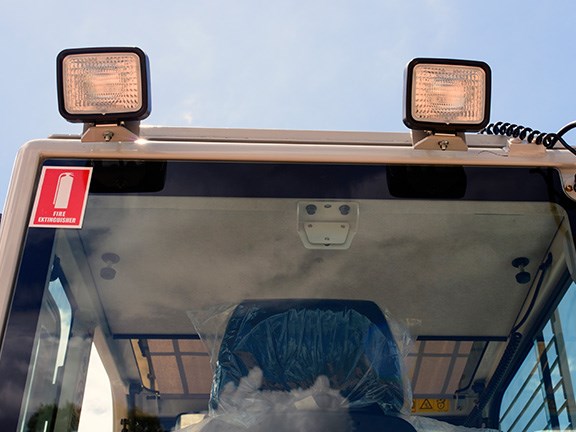 The Takeuchi TB280FR excavator has two front lights, two rear lights and one on the boom.