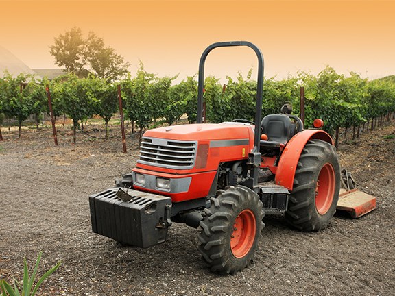 Small tractor in vineyard