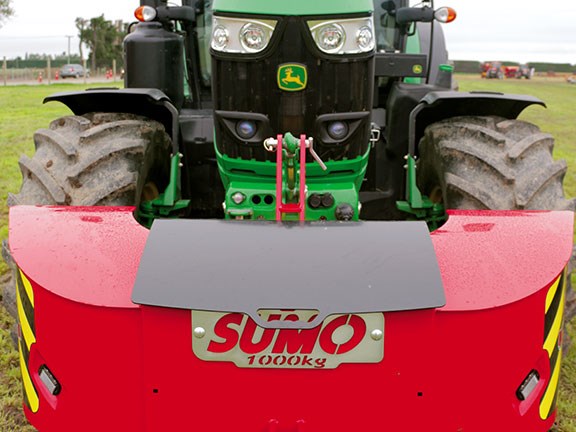 The Cat 3 front hitch assembly has a 4-tonne lift capacity at the hook ends