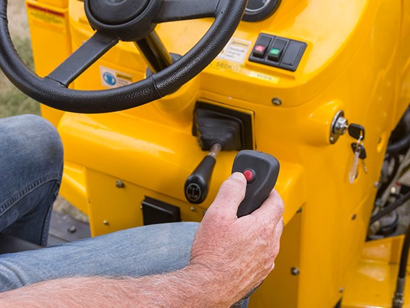 We weren’t expecting to find an electronic third function button on the front-end loader joystick controller