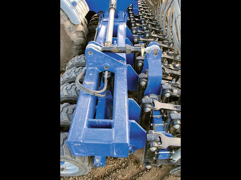 The seeding bar is adjusted in three sections rather than each coulter which is a considerable time saver.