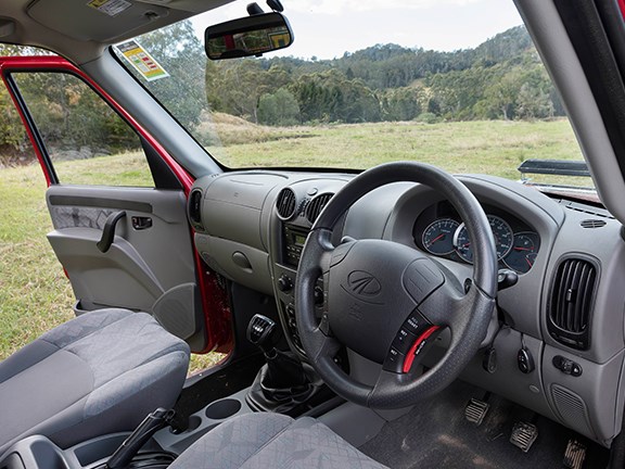 Styling inside and out isn’t a strong point for the Mahindra. But it’s functional enough.
