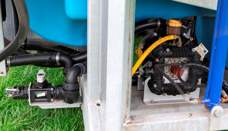 The Bertolini Diaphragm pump is well protected within a strong galvanized frame