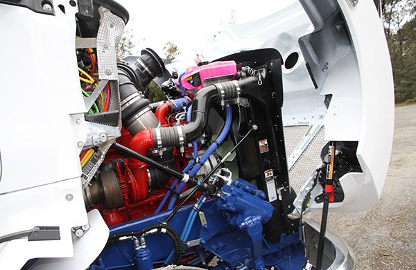 Access to the 15 litre Cummins is significantly improved but perhaps the biggest gain under the hood is a straight shaft to the steering box. Kenworth has also gone to an aluminium radiator for the big red engine.