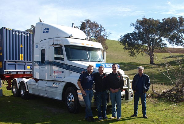 From left, Richard Cant, John Cant, Ken Reardon and Trevor Ellwood with an Allalong Freightliner. Photo by John Cant.