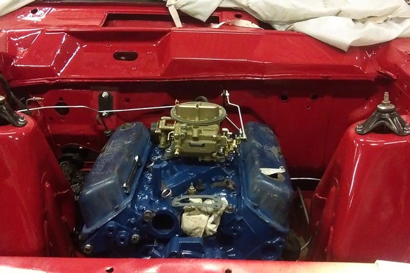 ford falcon resto engine bay painted