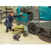 The Tennant S30 Mid-Size Rider Sweeper features offers no-tool brush and filter changes.