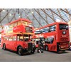 Red double deckers more than 60 years apart a 1953 London Transport AEC Regent RT with a 12.5 metre Bustech CDI.