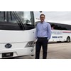 Adam Baker and his father Walter's bus, which shows his initials on the plate