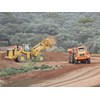 Excavator loading dump truck