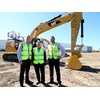 Caterpillar Asia Pacific global construction and infrastructure general manager Phil Pollock (left), Hastings Deering managing director Dean Mehmet and Hastings Deering hydraulic excavators sales manager Brett Lenz with the new Tier 4 Final Cat 323F excavator
