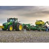The combo of a John Deere 8320R Row-Crop tractor, 1890 No-Till disc air seeder and 1910 triple-bin air cart we used for testing