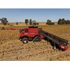 The 60ft (18-metre) Midwest Durus harvest draper platform, fitted to a Case IH class eight combine cutting sorghum crop on the Darling Downs.