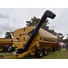 The Coolamon 135-tonne mother bin has front-steer as standard for ease of manoeuvring, hydraulic load-sharing suspension and flotation tyres rated at 10,190kg at 10km/h or 16,350kg static