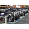 Steer axles all in a row, with both drum and disc brakes.