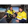 Scania Driver Trainer Craig Shipcott and Qube driver Don White in Scania 10x8.