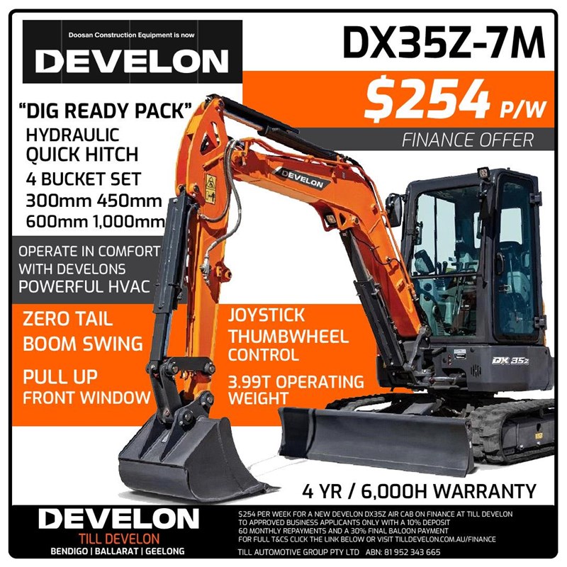 DEVELON DX35Z-7M AIR CABIN 3.5T MINI EXCAVATOR