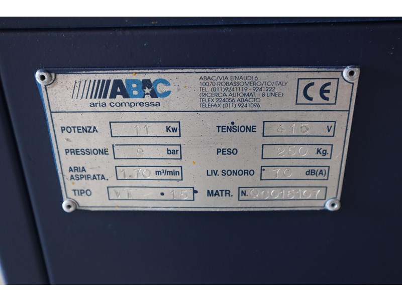 abac vt1508 screw air compressor 11kw 914370 007