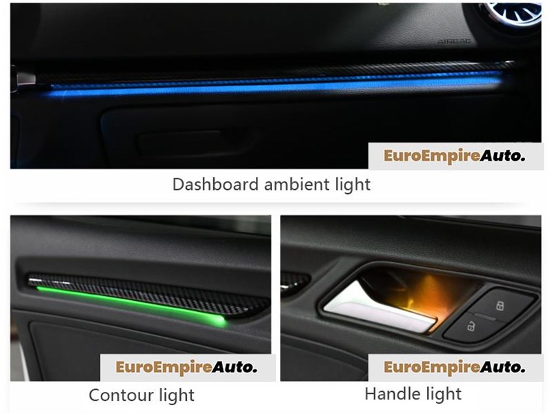 euro empire auto audi ambient light package with led air vents & interior lights for 8v 970531 006