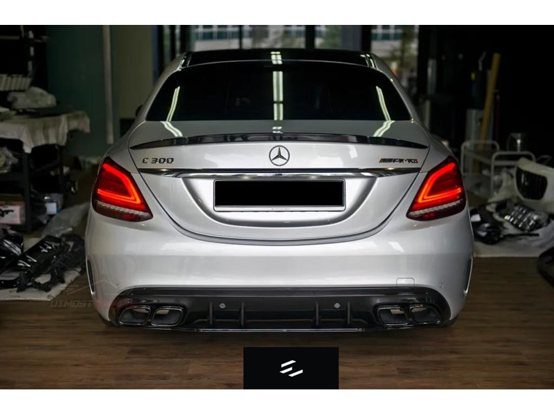 euro empire auto mercedes c63s style rear diffuser with exhaust tips for c-class w205 (sedan) 970756 004