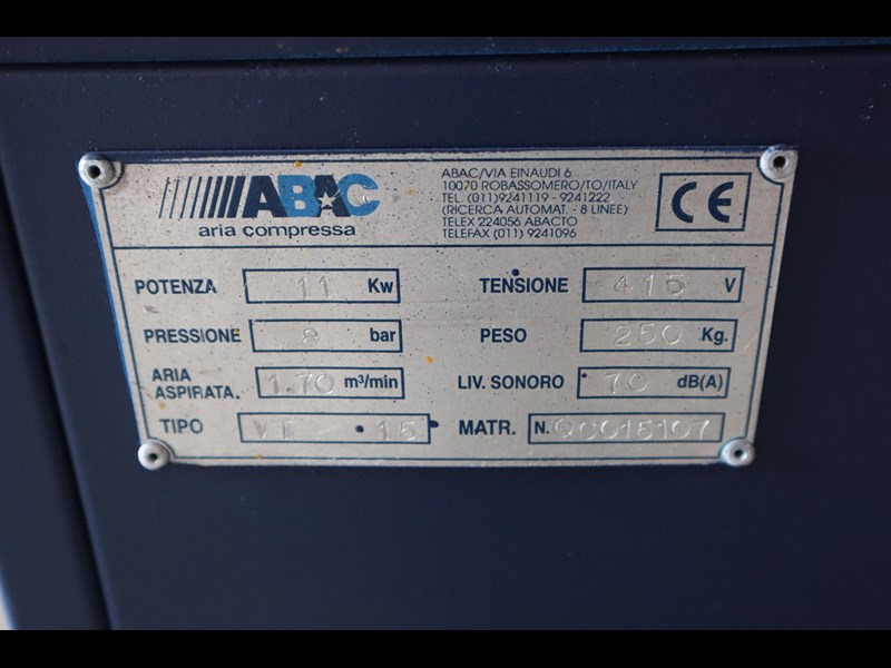 abac vt1508 screw air compressor 11kw 914370 013