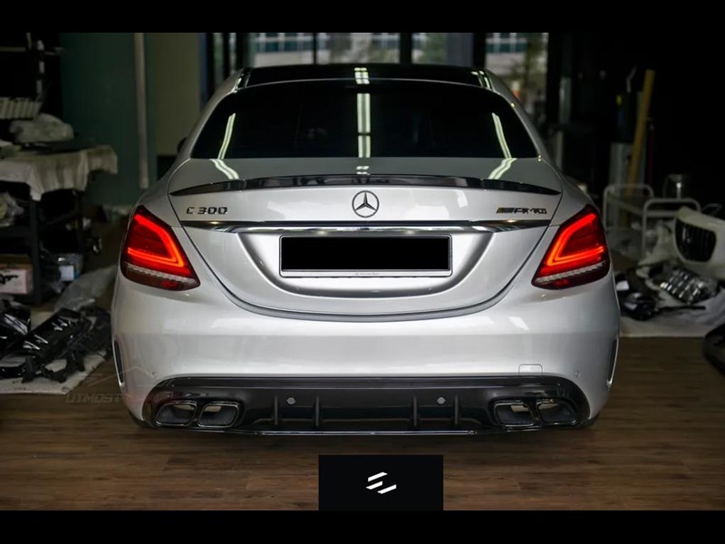 euro empire auto mercedes c63s style rear diffuser with exhaust tips for c-class w205 (sedan) 970756 007