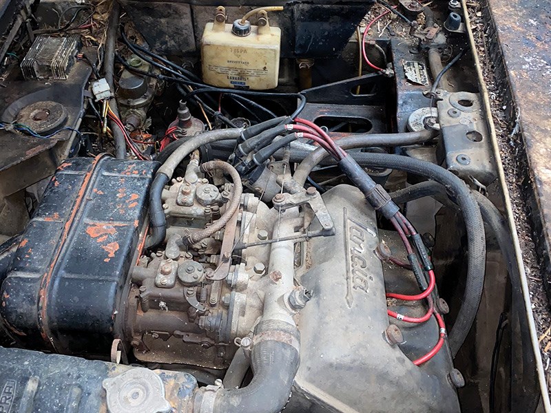 lancia barn find engine bay