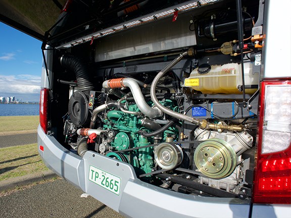 The Volvo D8 320hp engine has plenty of grunt