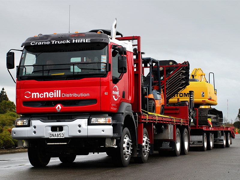 One of two Renault Keraxs, which were engaged in truck mounted crane duties