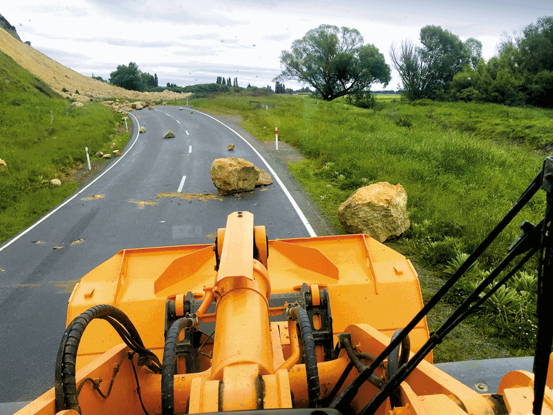 A slip on road from Rotherham to Waiau 