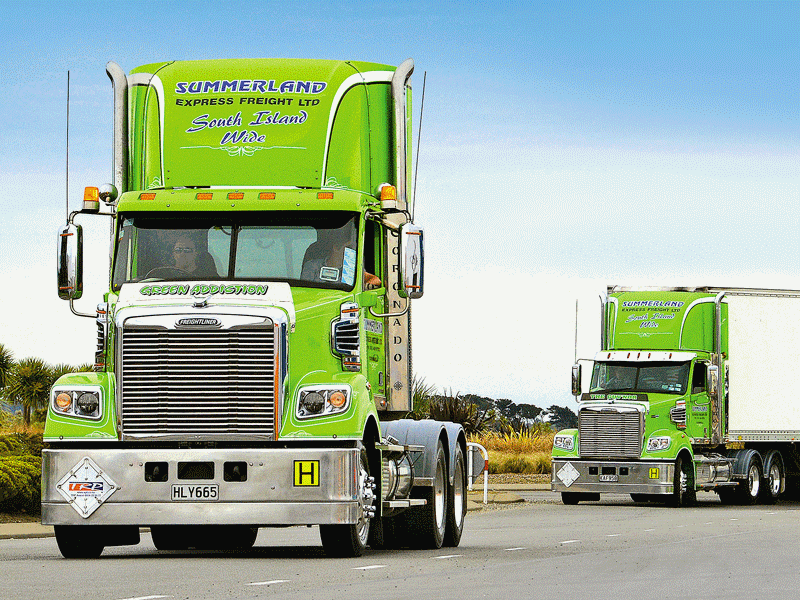 A pair of Summerland's freightliner Coronados joined the convoy 