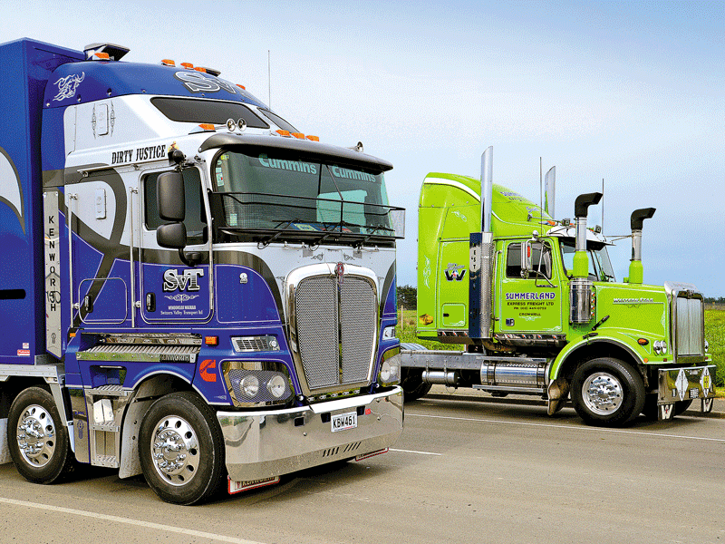 Blue and green do look good together. The Switzer Valley Transport Kenworth won 'Best New Truck under 20,000km' and the Summerland Western Star won 'Shiniest Rims'