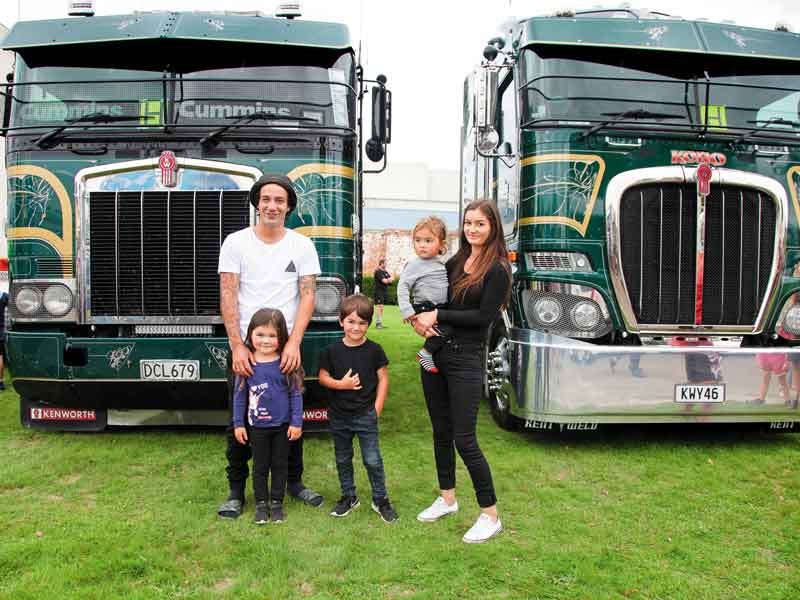 Jacob and Tira with their children Meelah Harlyn and Costyn in front of Peoples Choice winner Main Road Trucking