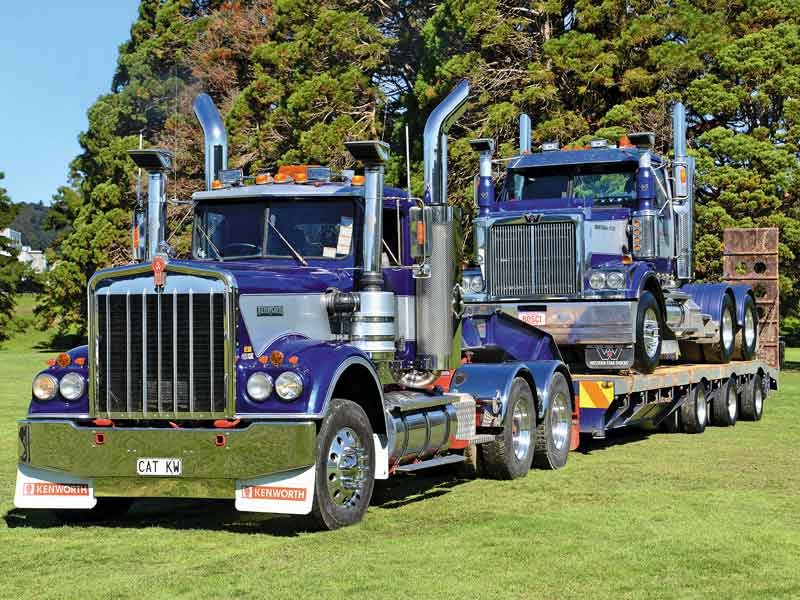 Bryce O’Sullivan Contracting’s Western Star was piggybacked by their very cool W-Model Kenworth