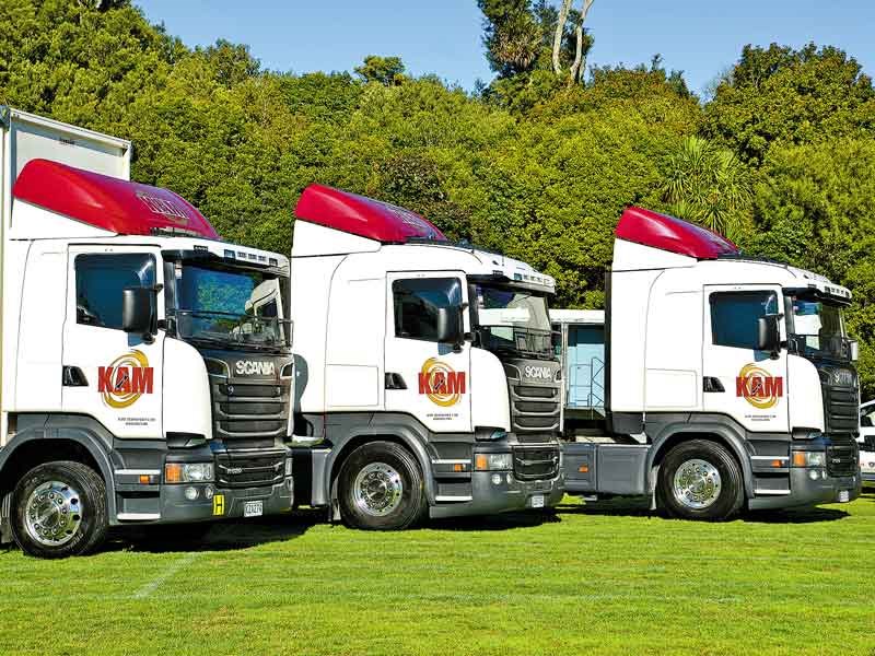 An all-Scania line-up from Wellington-based KAM Transport