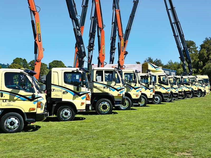 Lower Hutt-based carrier LT Transport’s line-up, which also took care of the crane salute