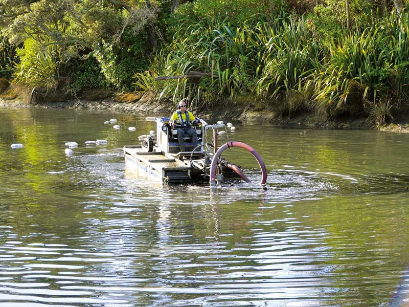 Swedish built amphibious machine Truxor at work at the CleanStream site