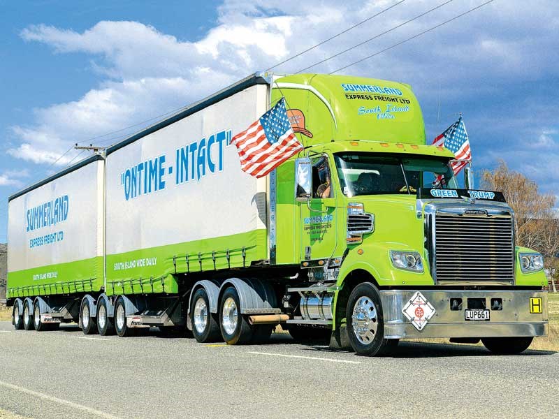 Best Freightliner was awarded to Green Trump from Summerland Express Freight which sported twin American flags for the parade