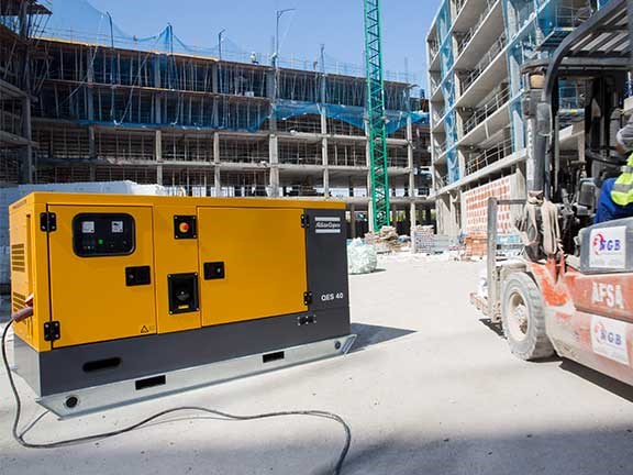 Atlas Copco QES40 generator on construction site