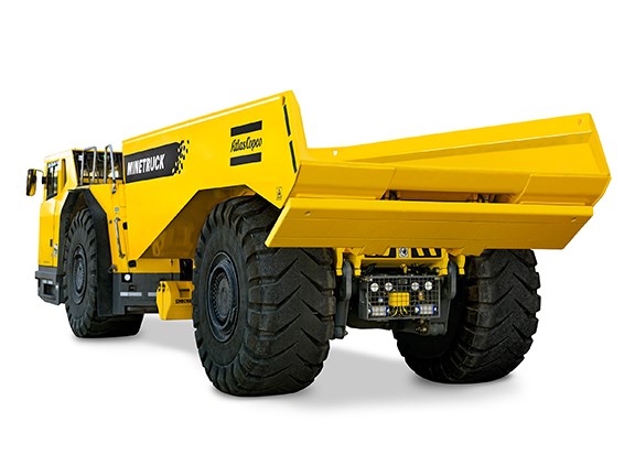 The new Atlas Copco Minetruck MT42 mining truck has a tailgate which acts as a spill guard.