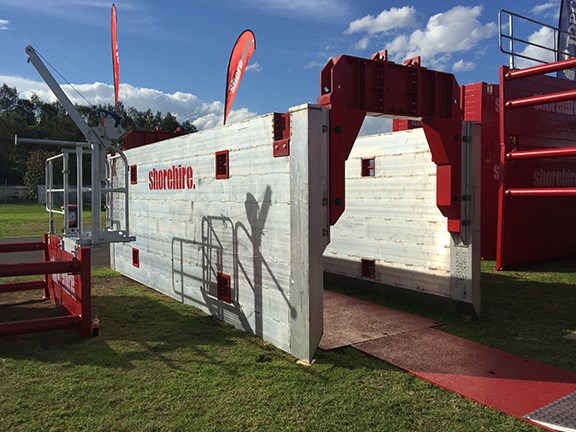 Shorehire’s stand focussed on trench safety products, like this aluminium shoring system.