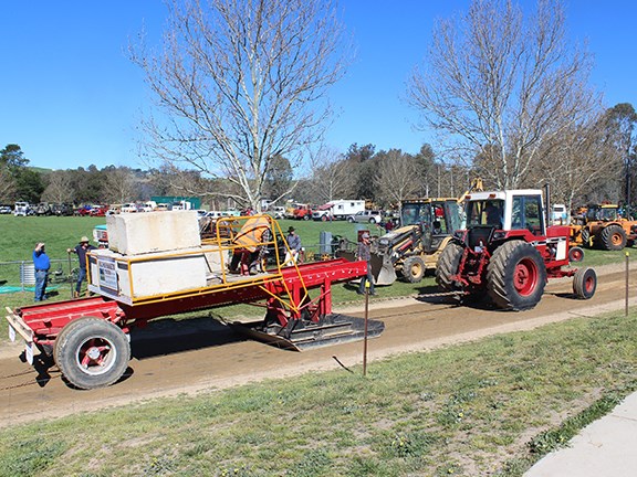 A tractor pull at the Corryong Historic Machinery Club rally.